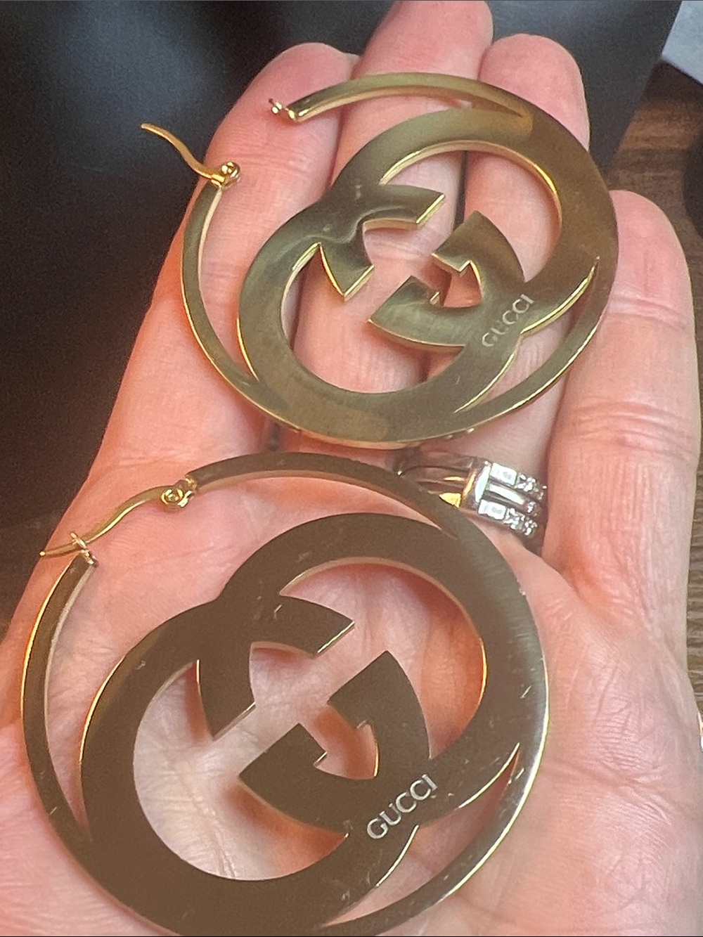 Gold-Tone Interlocking G Hoop Pendant - Picture 4 of 6